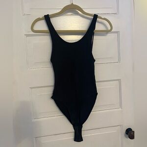 Soft Ribbed Black Bodysuit